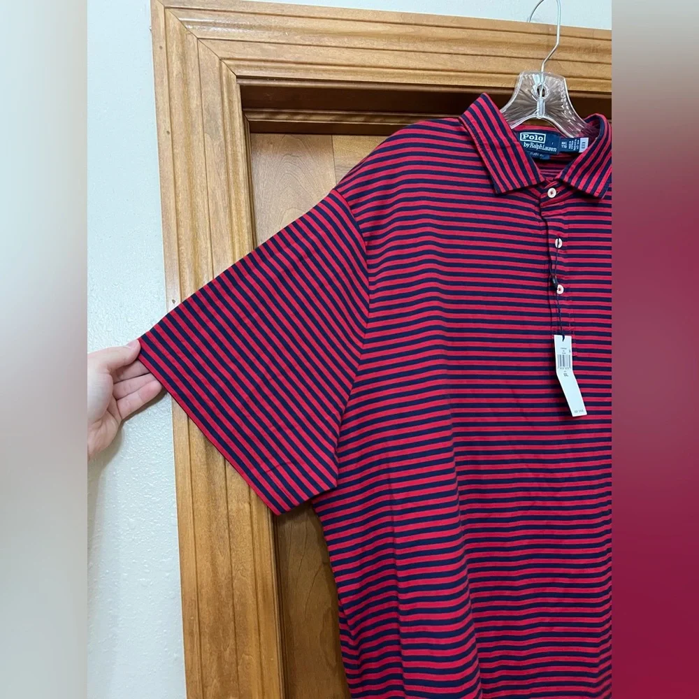 Polo Ralph Lauren Men’s Striped Casual Polo Shirt Size XXL NWT Red and Navy - Picture 5 of 12